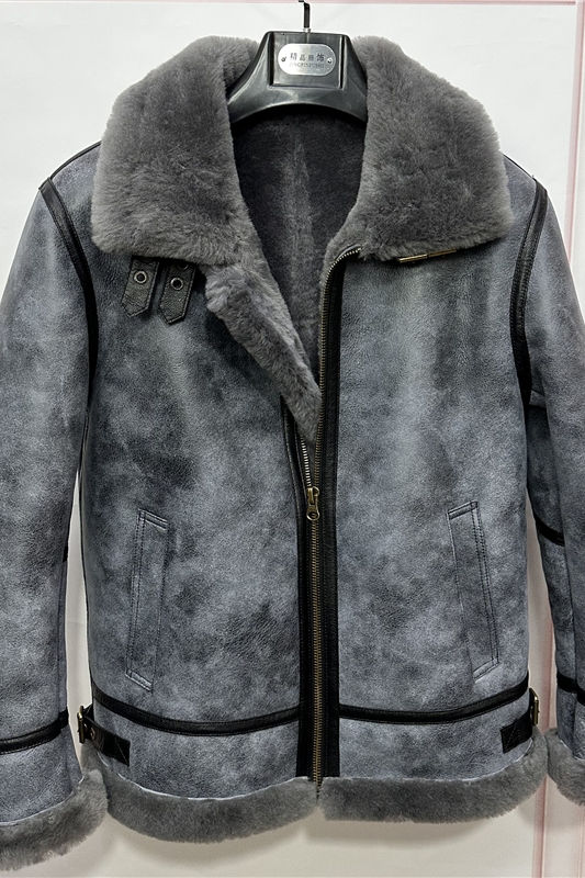 Thumbnail: Sheep Fur Coat Men's Winter Jacket Sheepskin Leather Jackets Male B3 Flying Suit