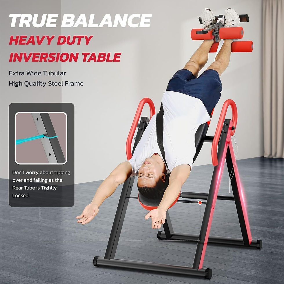 Thumbnail: 1pc Stainless Steel Gravity Inversion Table, Foldable Home Gym Back Spine Exerci