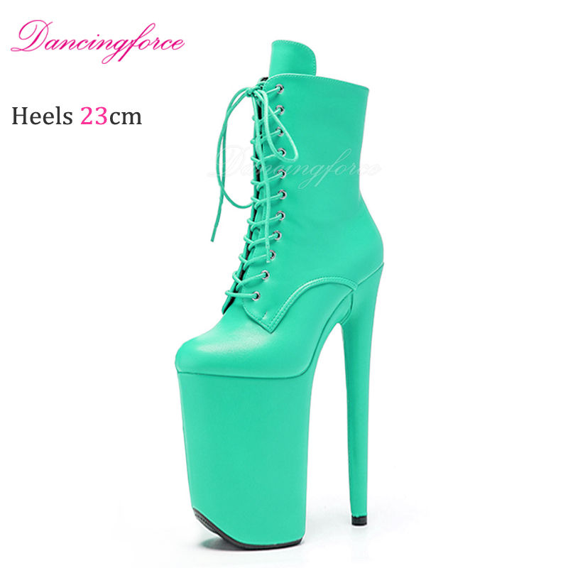 Thumbnail: New Black Sexy 23Cm/9Inchs High Heels Platform Stripper Ankle Boots Knight Femal