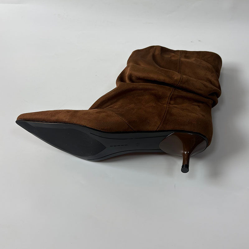 Thumbnail: 2026 New Winter Ladies Pointed Toe Ankle Boots Women Pleated Short Boots With He