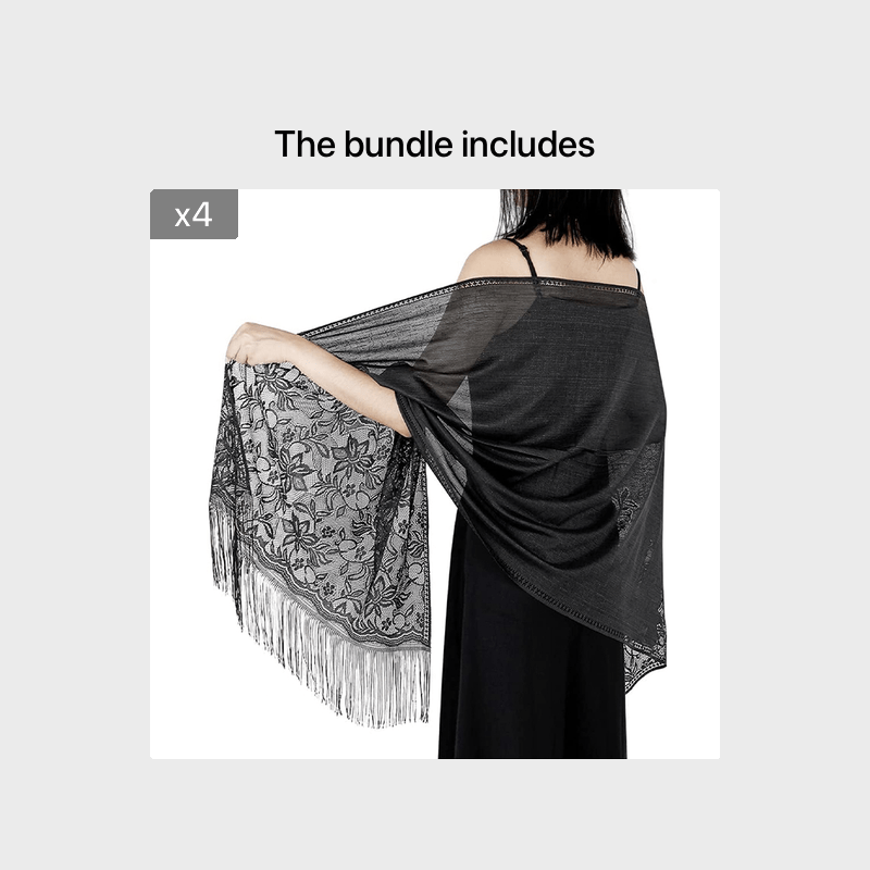 Thumbnail: Solid Shawls Wraps For Evening Dresses Lightweight Scarfs For Women With Fringe 