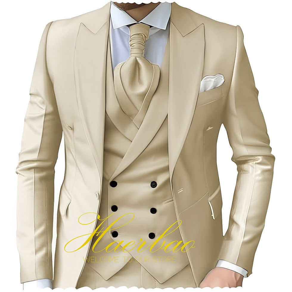 Thumbnail: Formal Men's Suit 3 Piece Fashion Slim Fit Suit Peak Lapel Jacket Vest Pants Wed