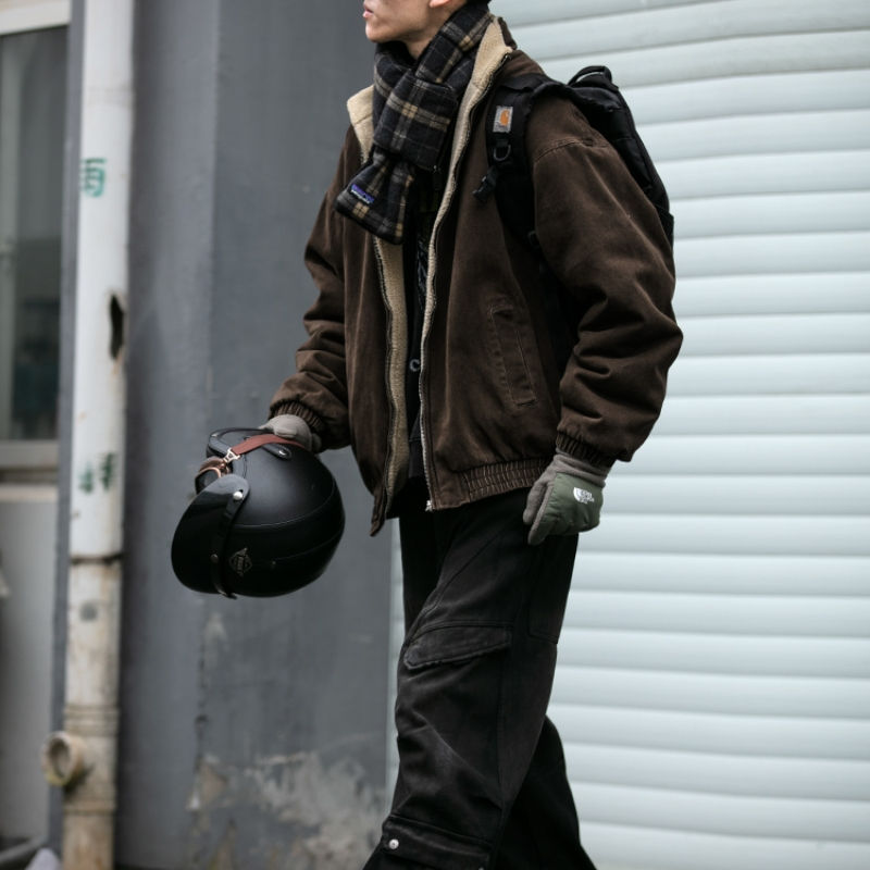 Thumbnail: Japanese Vintage Polar Fleece Jacket Men Winter High Quality Thick Jacket Korean