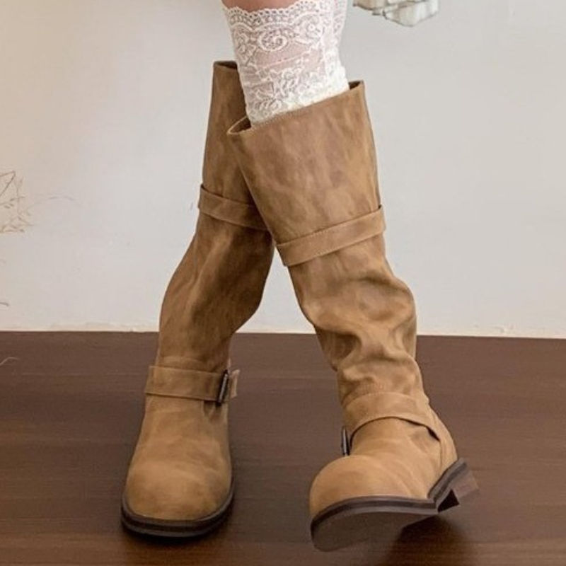 Thumbnail: High Boots Women Flats Winter Shoes Designer 2025 Trend New Knee High Gladiator 