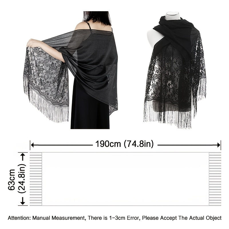 Thumbnail: Solid Shawls Wraps For Evening Dresses Lightweight Scarfs For Women With Fringe 