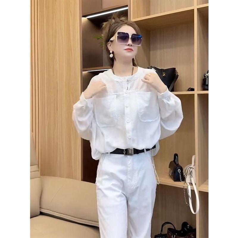 Thumbnail: White Casual Shirts For Women Office Wear Spring Summer Single Breasted With Poc