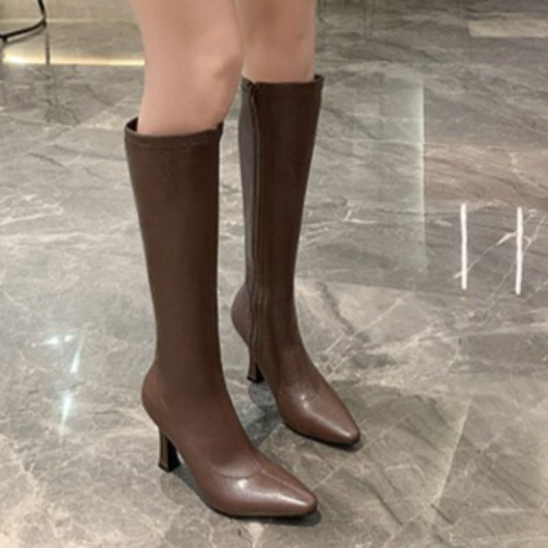 Thumbnail: Brand Designer 2025 Autumn New Classic Solid Color High Boots Daily Home Office 