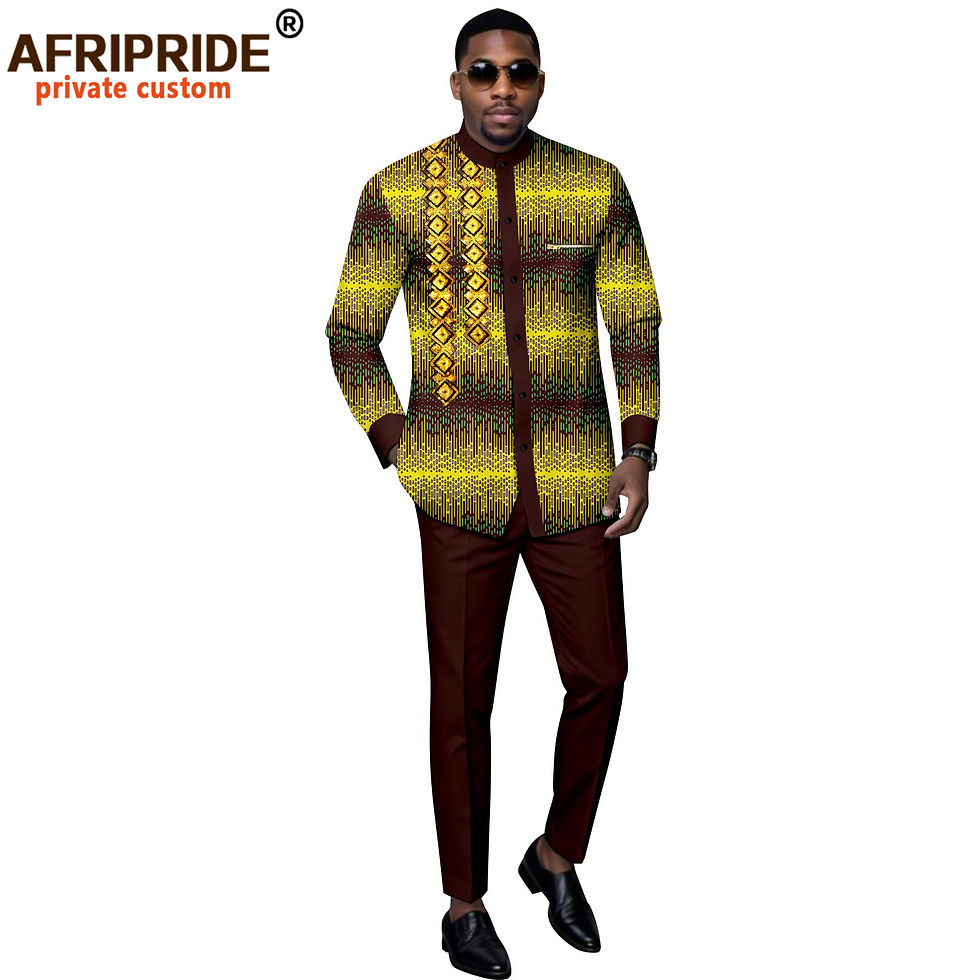 Thumbnail: New Casual Men's Suit Fashion African Hot Gold Two-piece Jacket + Pants  Mens Cl