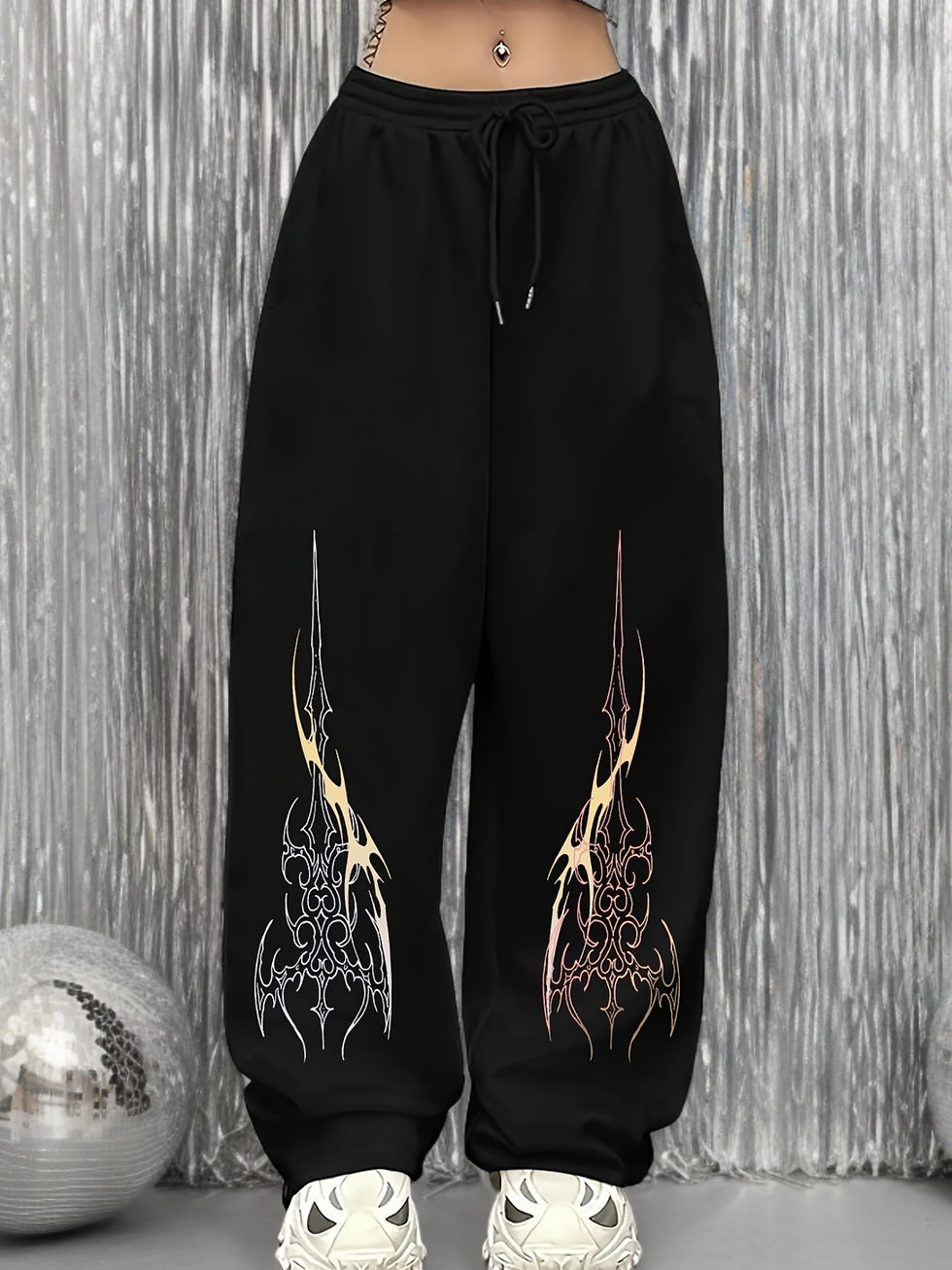 Thumbnail: Women's Casual Abstract Printed Sports Pants Elastic Drawstring Elastic Waist St