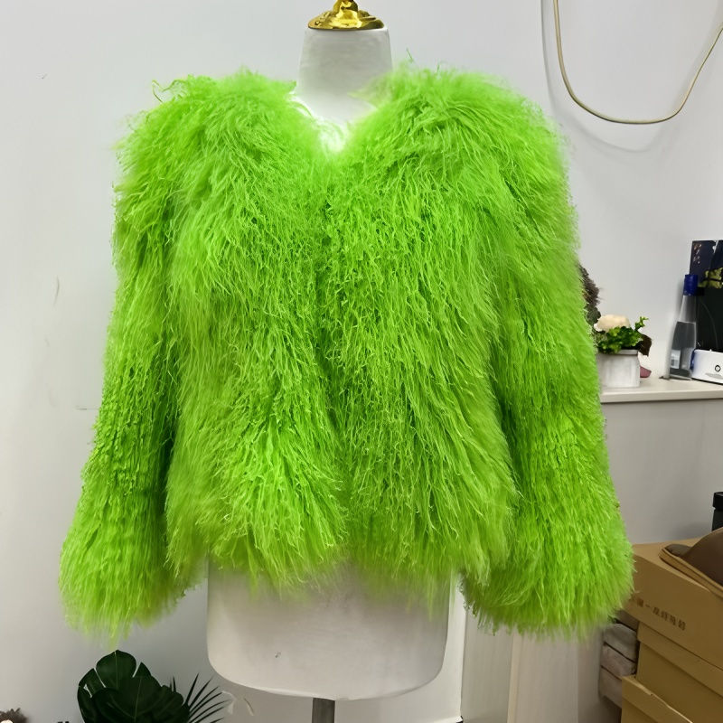 Thumbnail: New Style Winter Warm Genuine Mongolian Tanned Sheepskin Coat White Sheepskin Ja