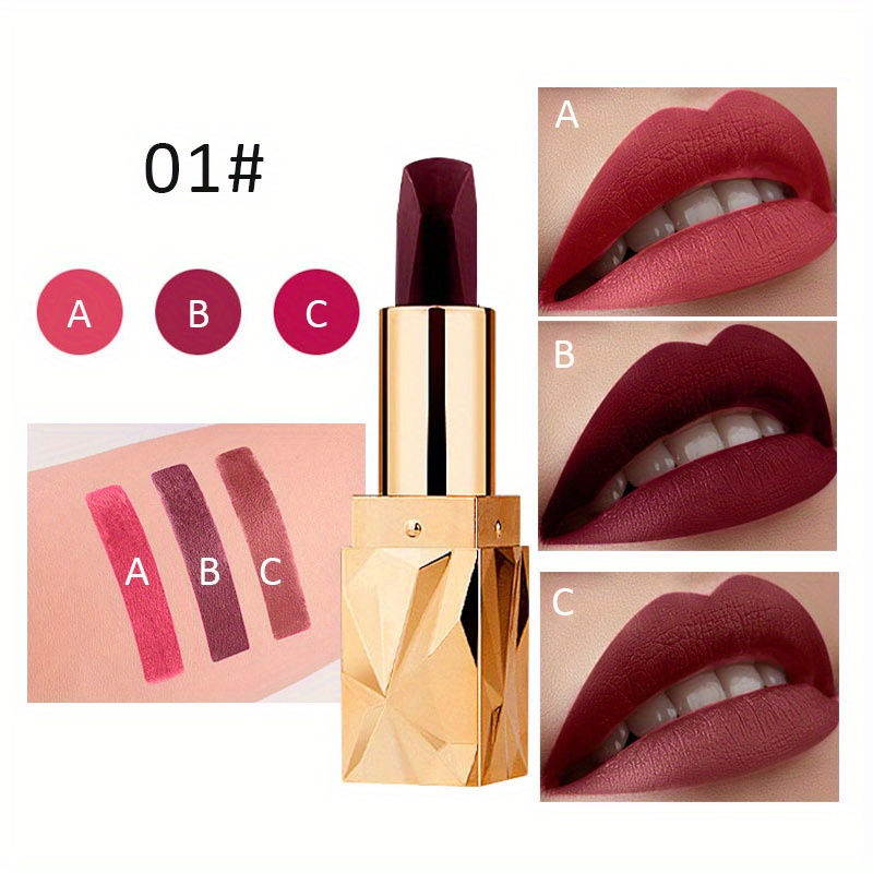 Thumbnail: 3 Colors In 1 Lipstick, Moisturizing Long-lasting Waterproof Matte Lipstick, Sof