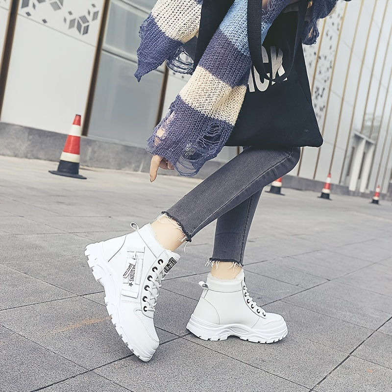 Thumbnail: Women'S Winter High-Top Boots - Warm Fleece-Lined Ankle Boots with Thick Sole, L