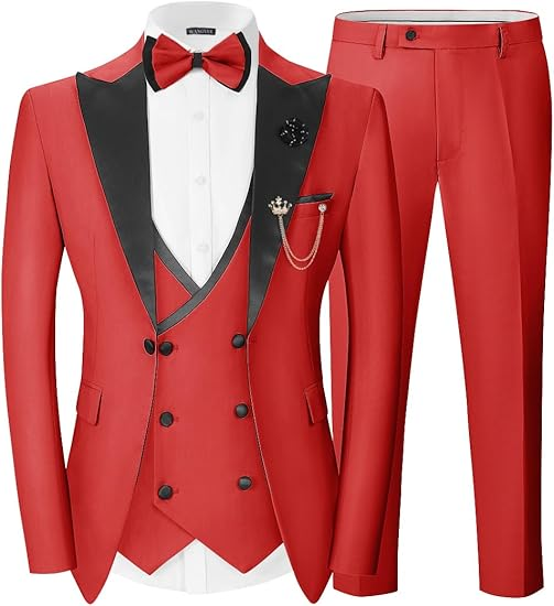 Thumbnail: Tesco Customized Men's Suit Double Breasted 3 Piece Slim Fit Suits for Wedding S