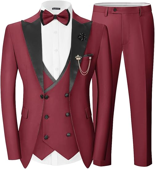 Thumbnail: Tesco Customized Men's Suit Double Breasted 3 Piece Slim Fit Suits for Wedding S