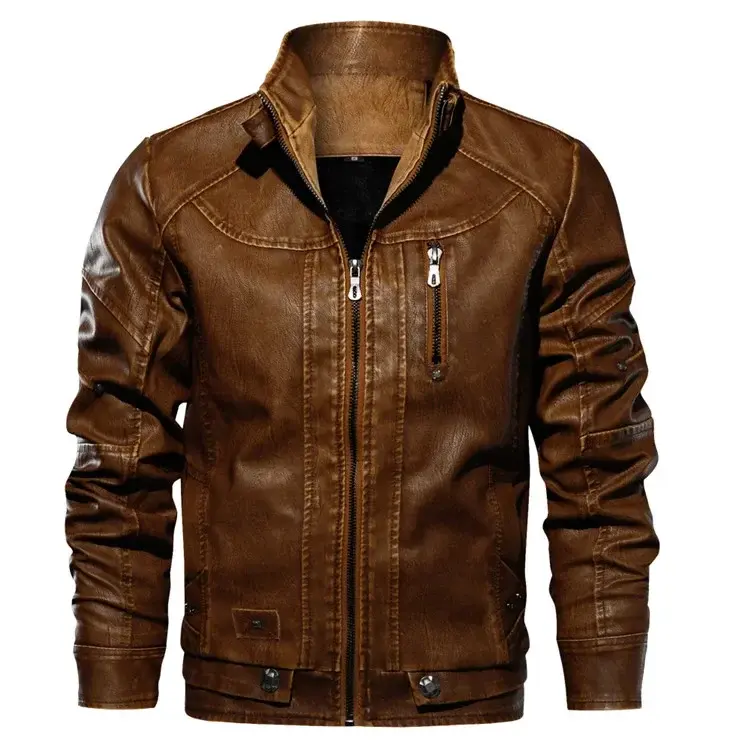 Thumbnail: Mens Leather Jackets High Quality Classic Motorcycle Jacket Male Plus faux leath