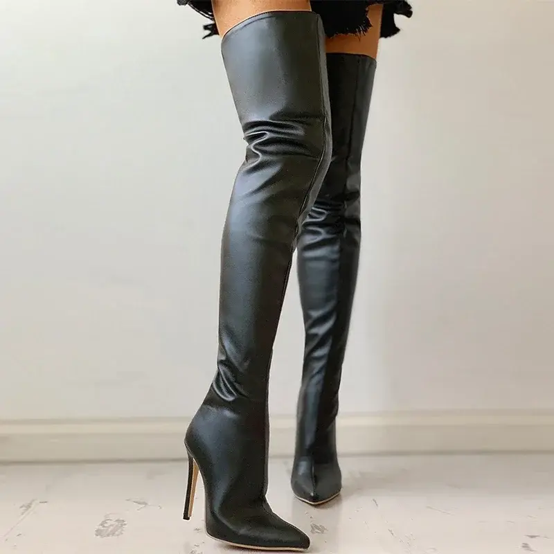 Thumbnail: Black Sexy Over The Knee Boots Women 2026 Winter High Heels Women Shoes Leathers
