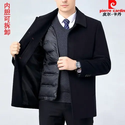 Thumbnail: High End 100% Cashmere Coat Men Mid Length Men's Winter Business Down Inner Jack