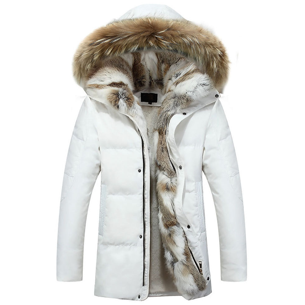 Thumbnail: Mens Fur Collar Hooded Warm Fleece Lined Down Jackets Coats Men Hooded Winter Co