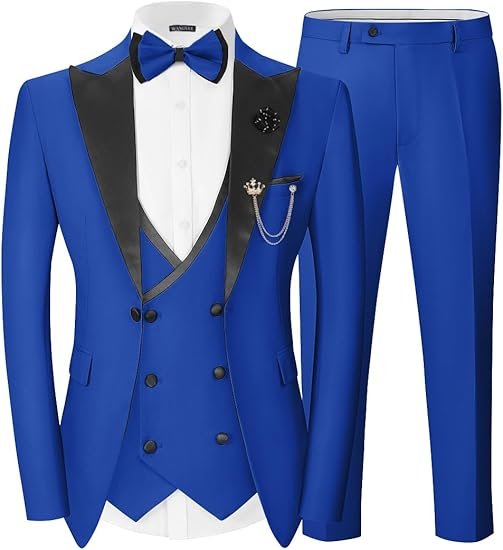 Thumbnail: Tesco Customized Men's Suit Double Breasted 3 Piece Slim Fit Suits for Wedding S