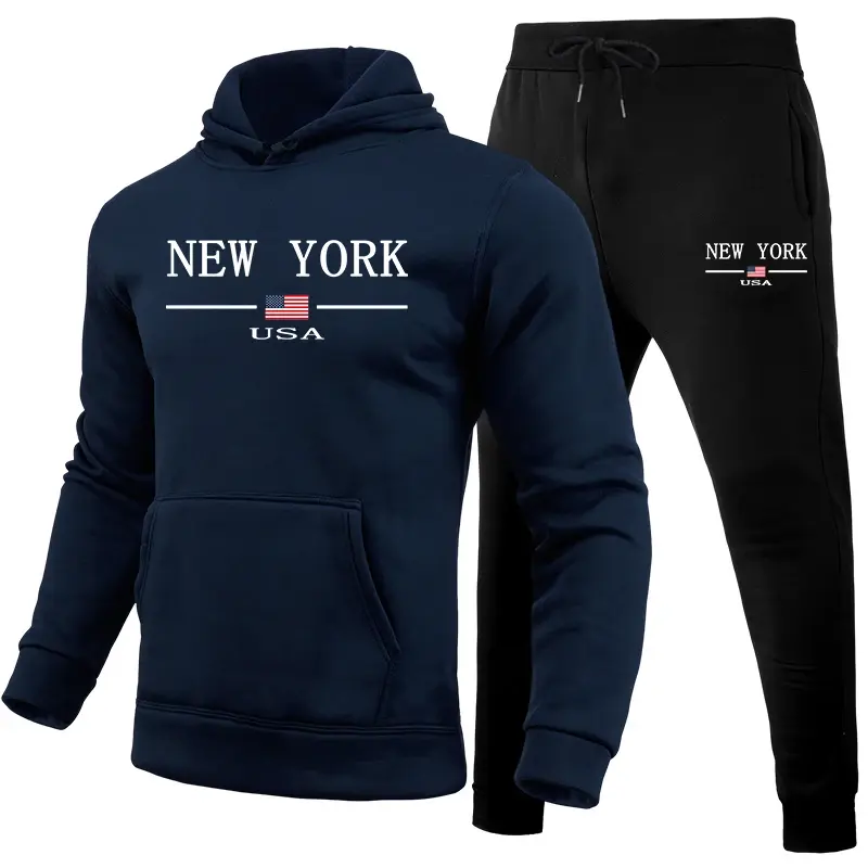 Thumbnail: 2025 Mens Tracksuit Casual Printed Sweatshirt Sweatpants Set Daily Sports Joggin