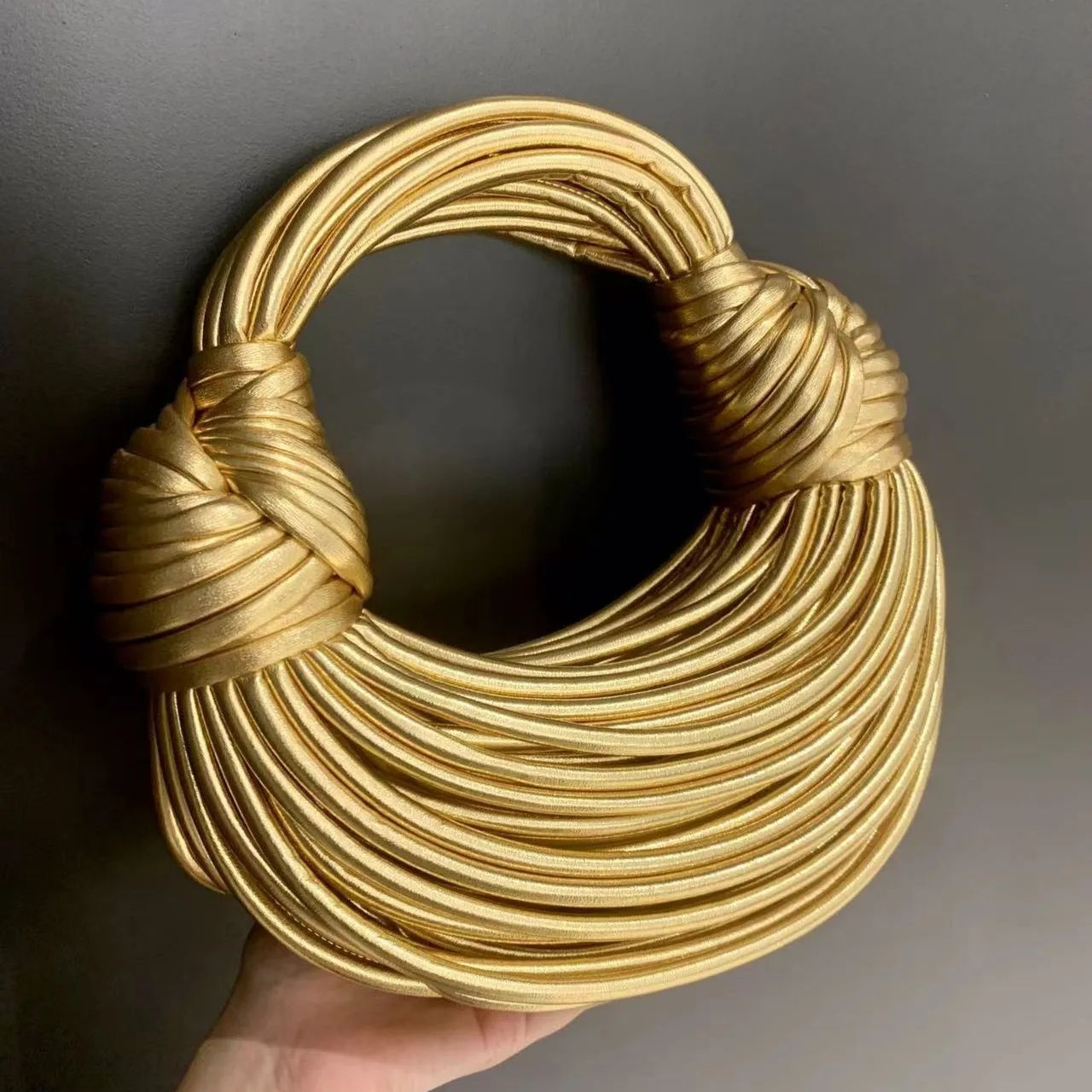 Handbags for Women 2025 New Gold Luxury Designer Brand Handwoven Noodle Bags Rop