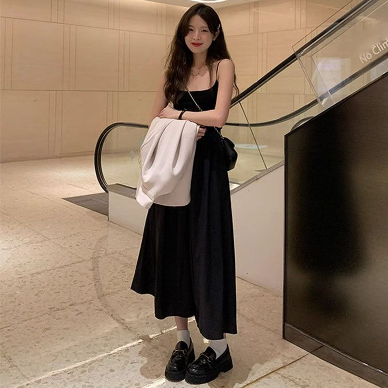 Thumbnail: Fashion High Waisted Suspender Dress Female Summer Casual Simple Versatile Long 