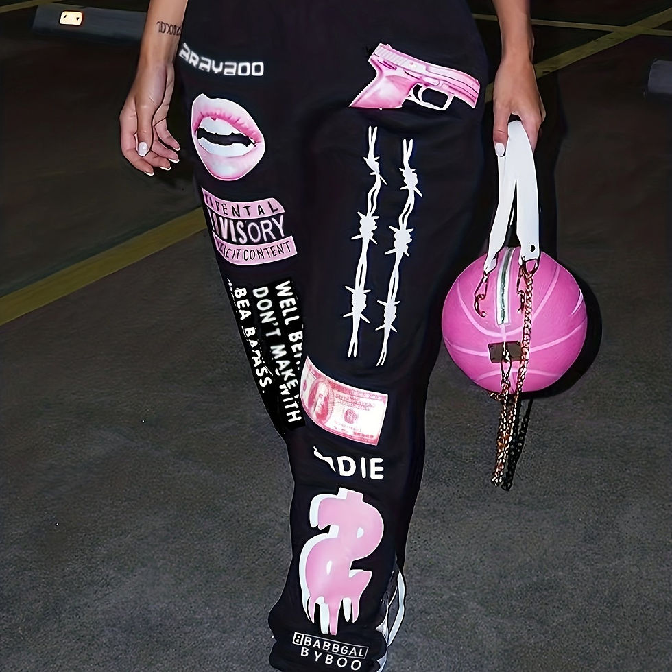 Thumbnail: [Plus Size Sweater Pants] Plus Size Women's TB5553 Elastic Waist Sports Sweater 