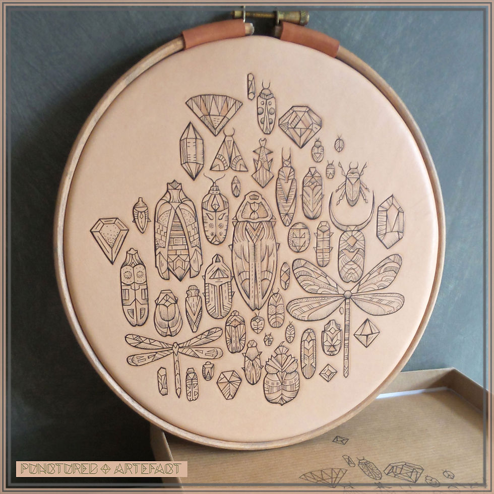 Pre Order Leather Art | Sample of Art | Hoop | Entomology