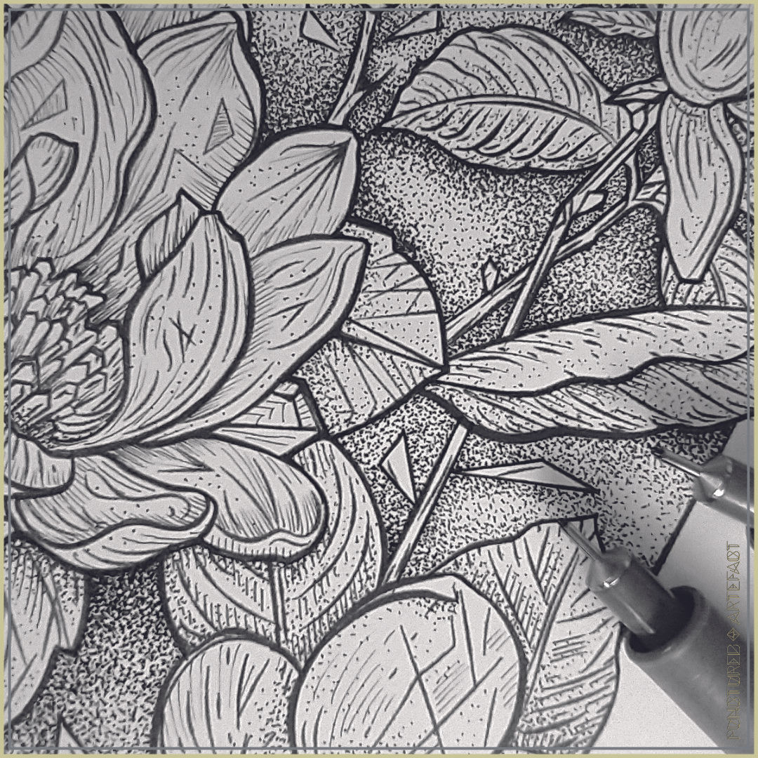 ORIGINAL ART | Magnolia Stems Tattoo Flash Image 5