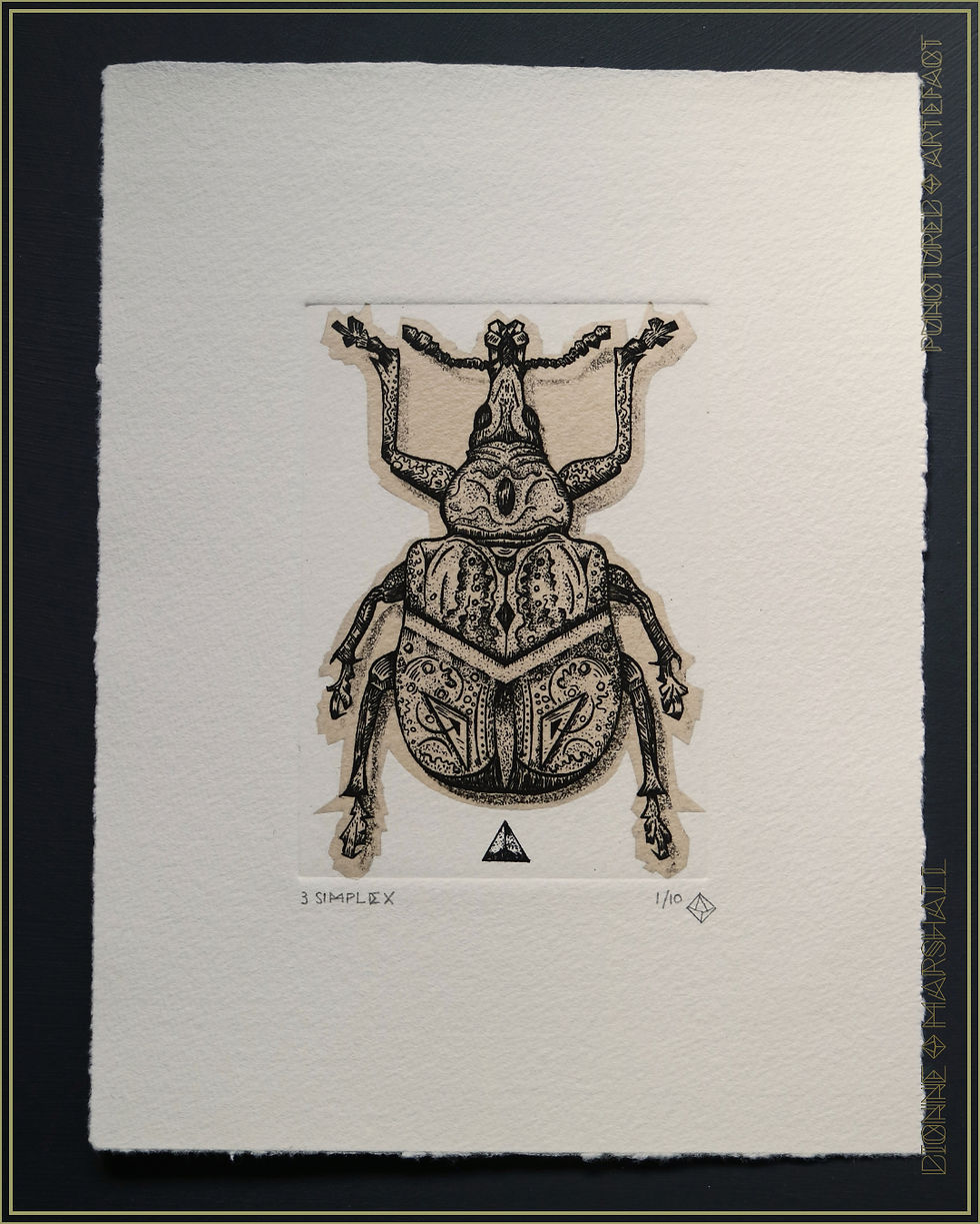 Thumbnail: 3 SIMPLEX. Etching With Aquatint & Chine Colle. Original Intaglio Print. By artist Dionne Marshall