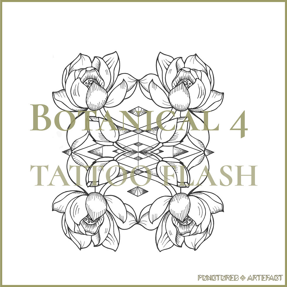 BOTANICAL 4 | Diamond Lotus Tattoo Flash Image
