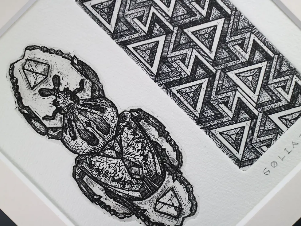 Goliath 2_Beetle Etching Print_Dionne Marshall_Punctured Artefact
