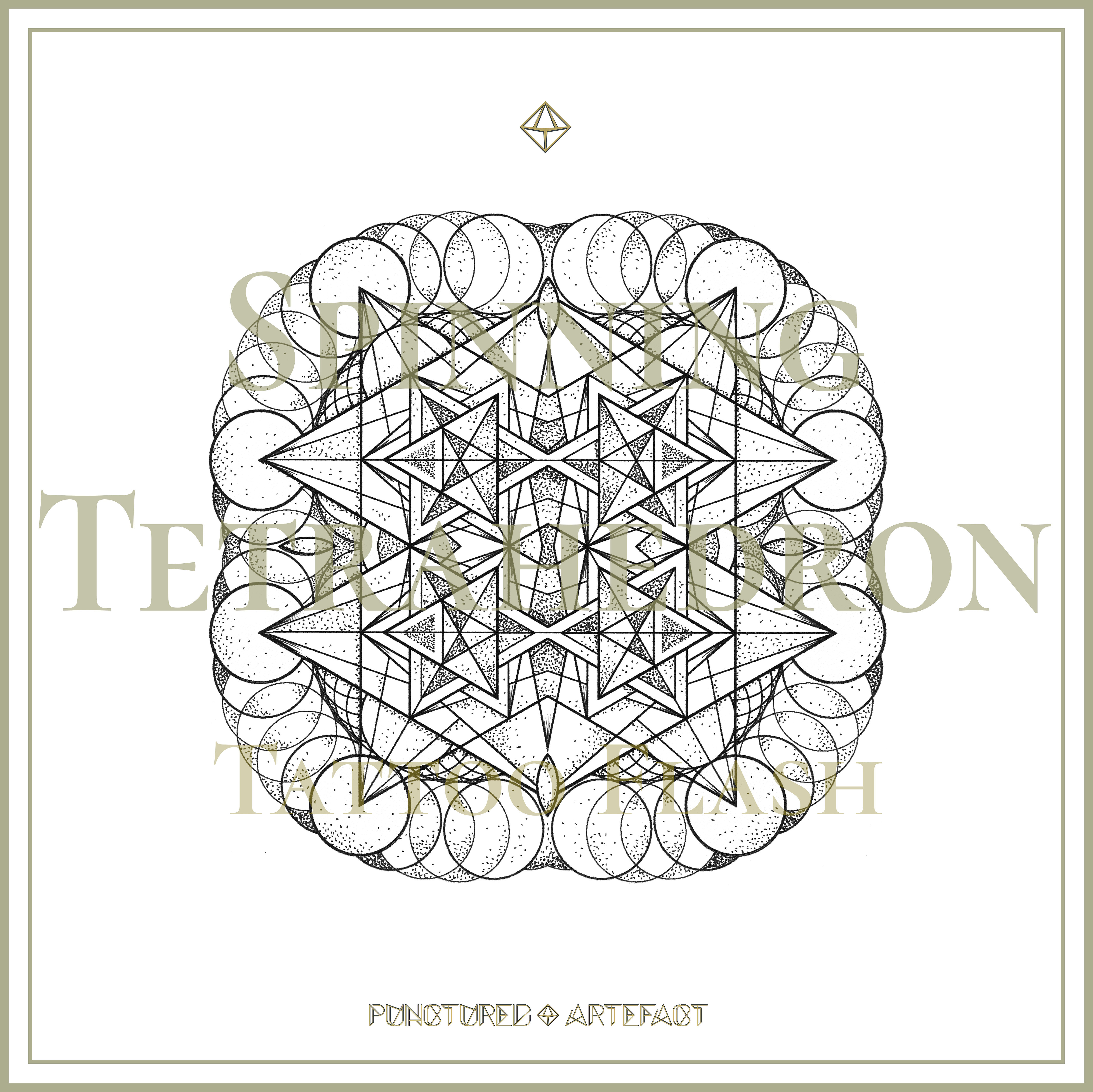 SACRED 45 | Spinning Tetrahedron Tattoo Flash Image