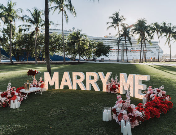 marquee letters marry me beach sunset proposal south florida wedding studio