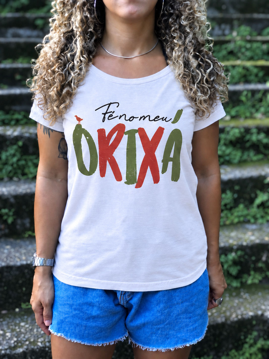 CAMISETA FÉ NO MEU ORIXÁ BRANCA