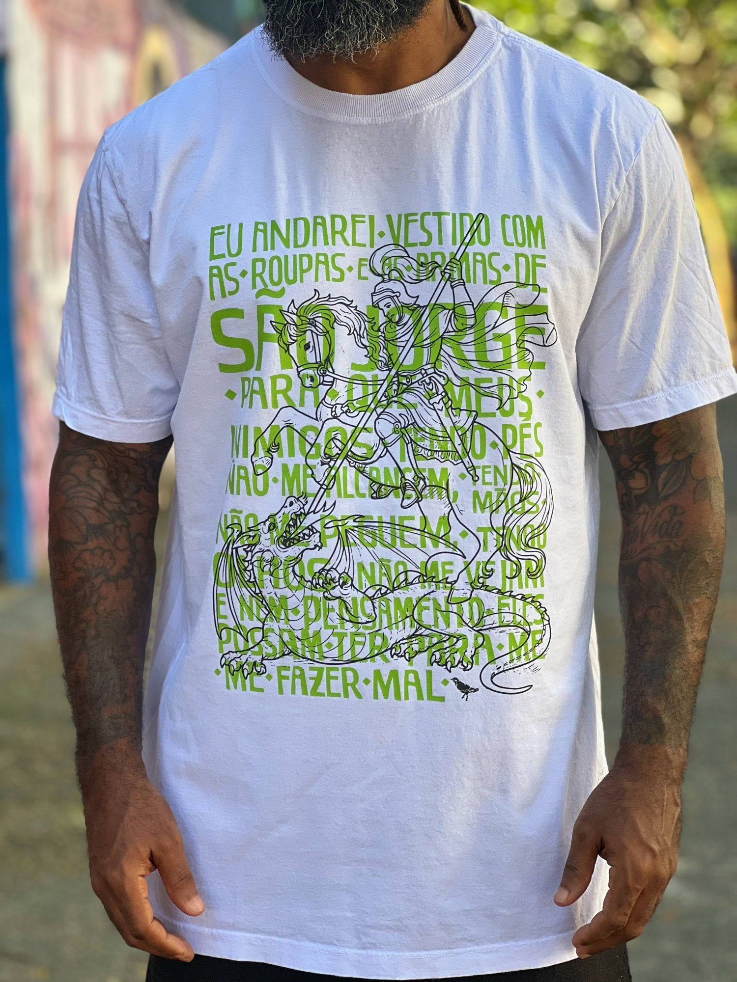 CAMISETA SÃO JORGE + ORAÇÃO VERDE