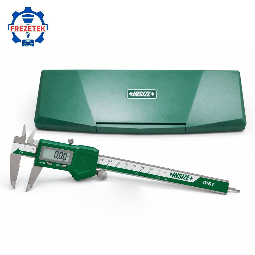 Insize 150 mm IP67 Su Geçirmez Dijital Kumpas 1118-150B (0-150 mm) kutusu ile birlikte tam görünüm