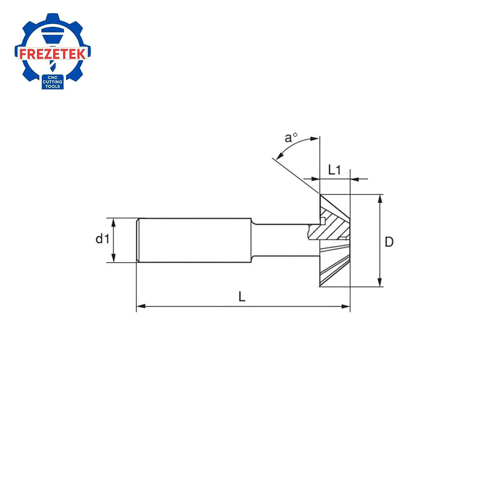 Küçük resim: Kırlangıç Freze DIN 1833 B  45° 25 MM teknik çizim