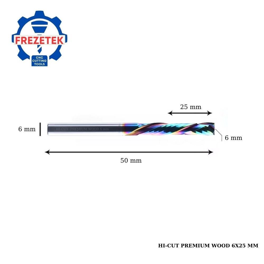 6 mm x 25 mm Karbür Ahşap Freze Premium