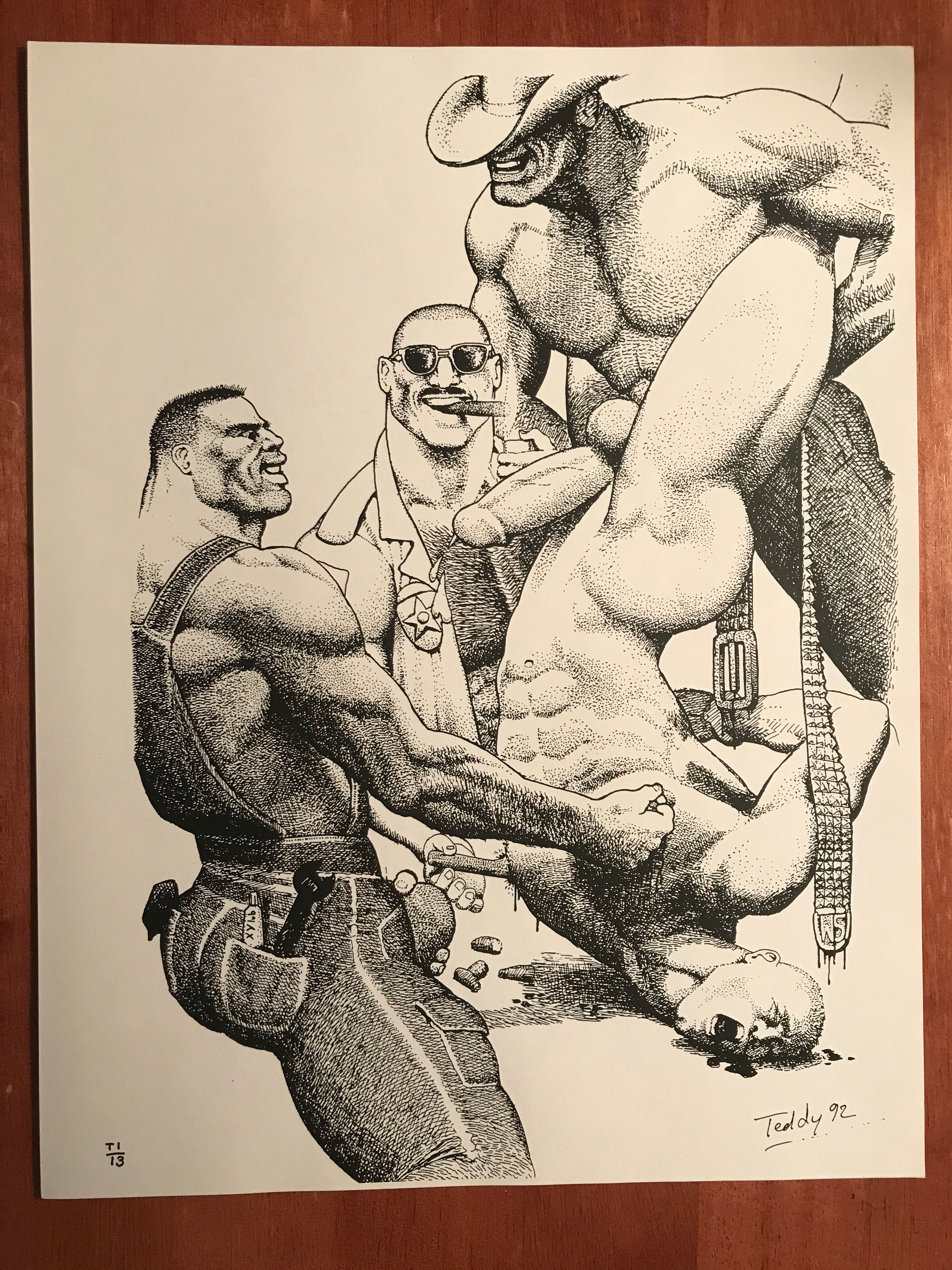 RARE Vintage TEDDY OF PARIS Print T1-13 "SEE-GAR TIME!" The Hun 1994 CIGAR COP