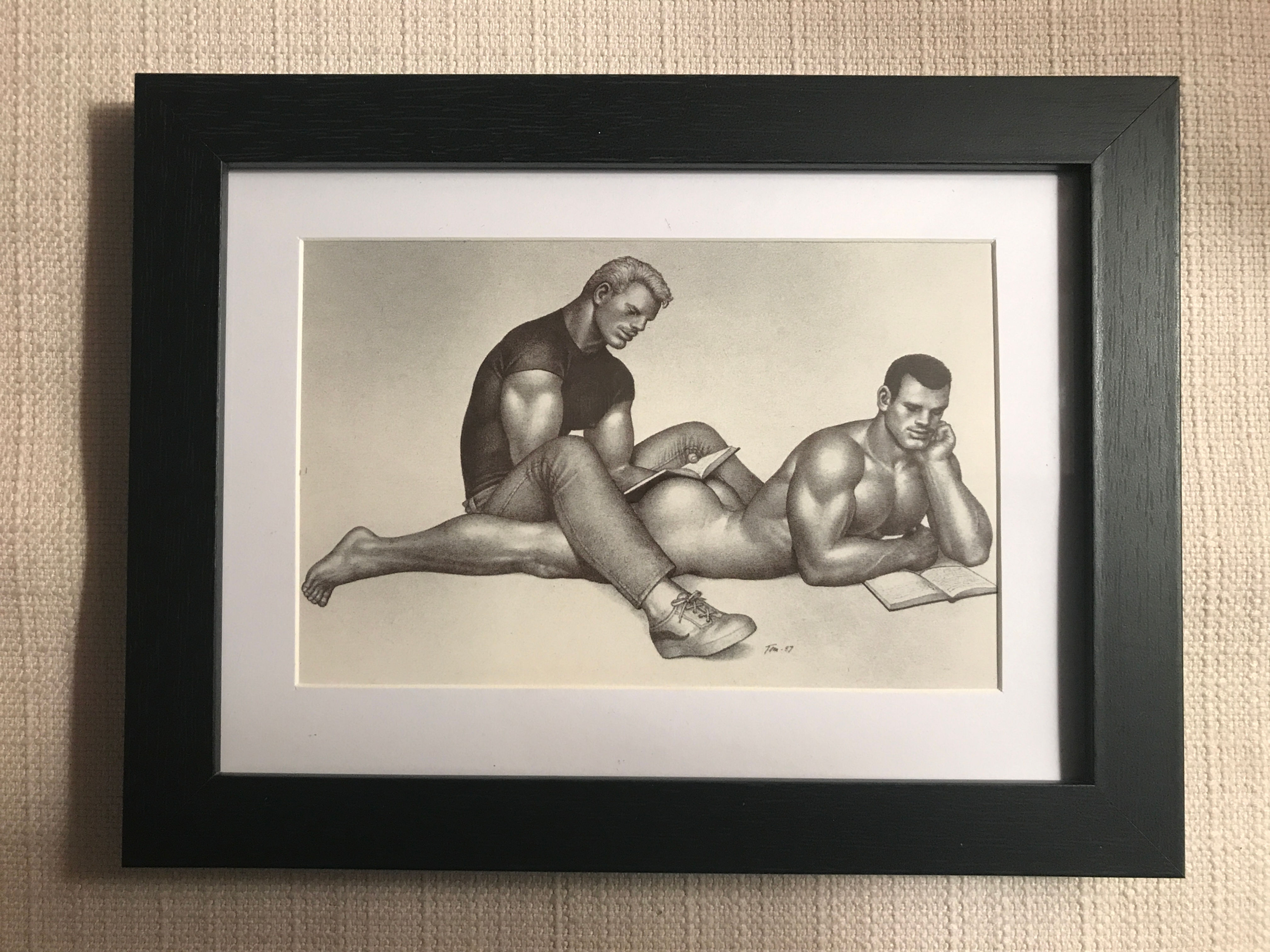 Tom of Finland Matted and Framed Taschen Book Art Print Reading & Relaxing