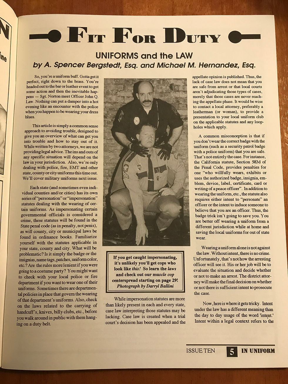 Thumbnail: Mens Gay Interest Magazine IN UNIFORM #10 MINT Uncirculated Andy Mangels 1997