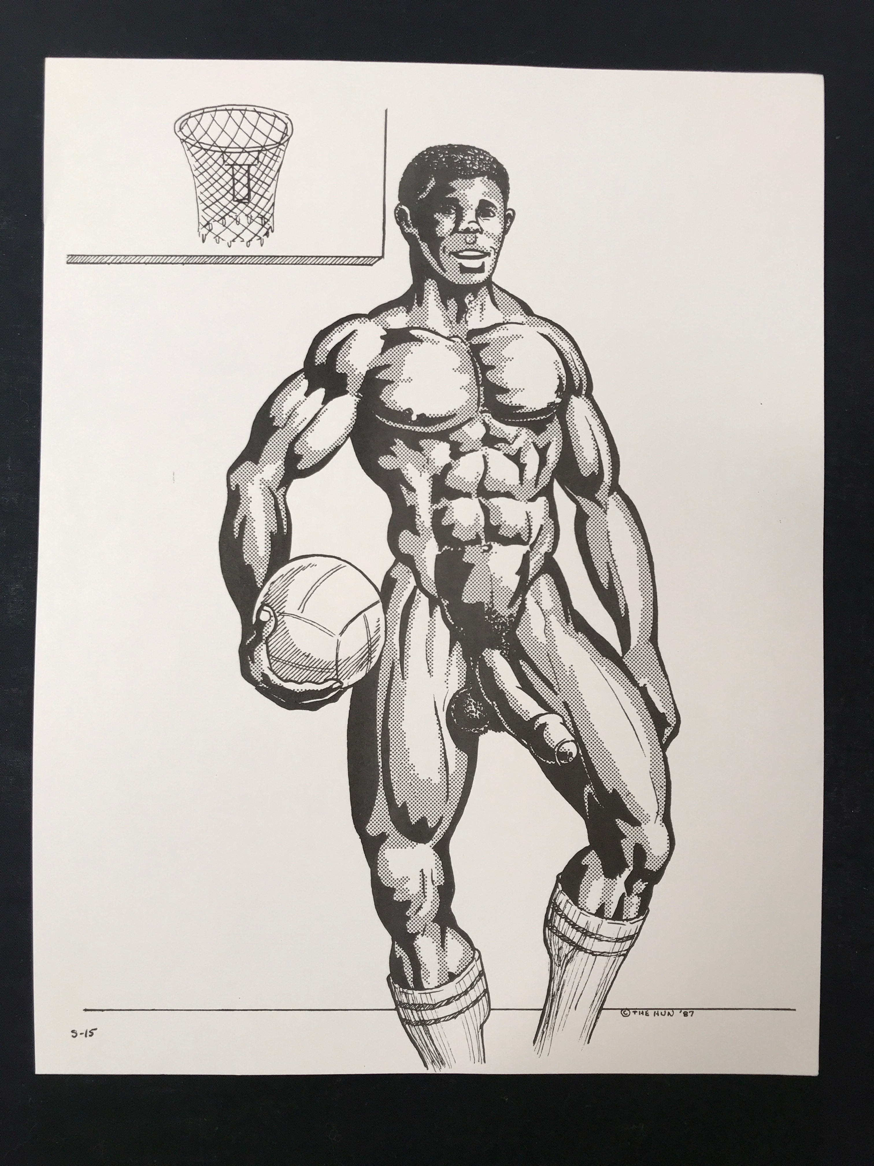 Original The Hun Print - Bill Schmeling "Basketball Nude Socks" S-15 Series 1987