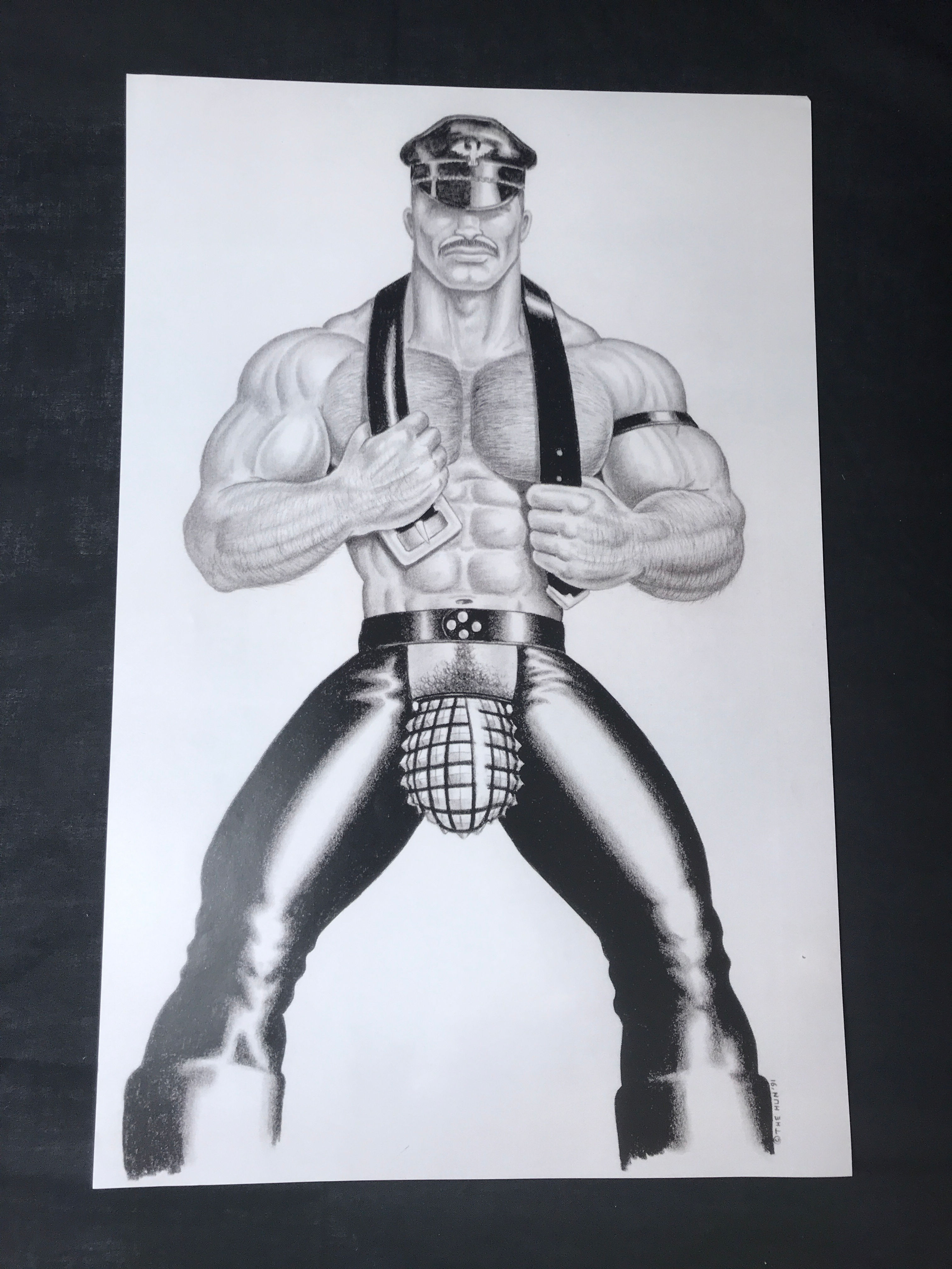 Original The HUN Poster - Bill Schmeling "Leather Bulge" 1991 Gay Leather Art 11