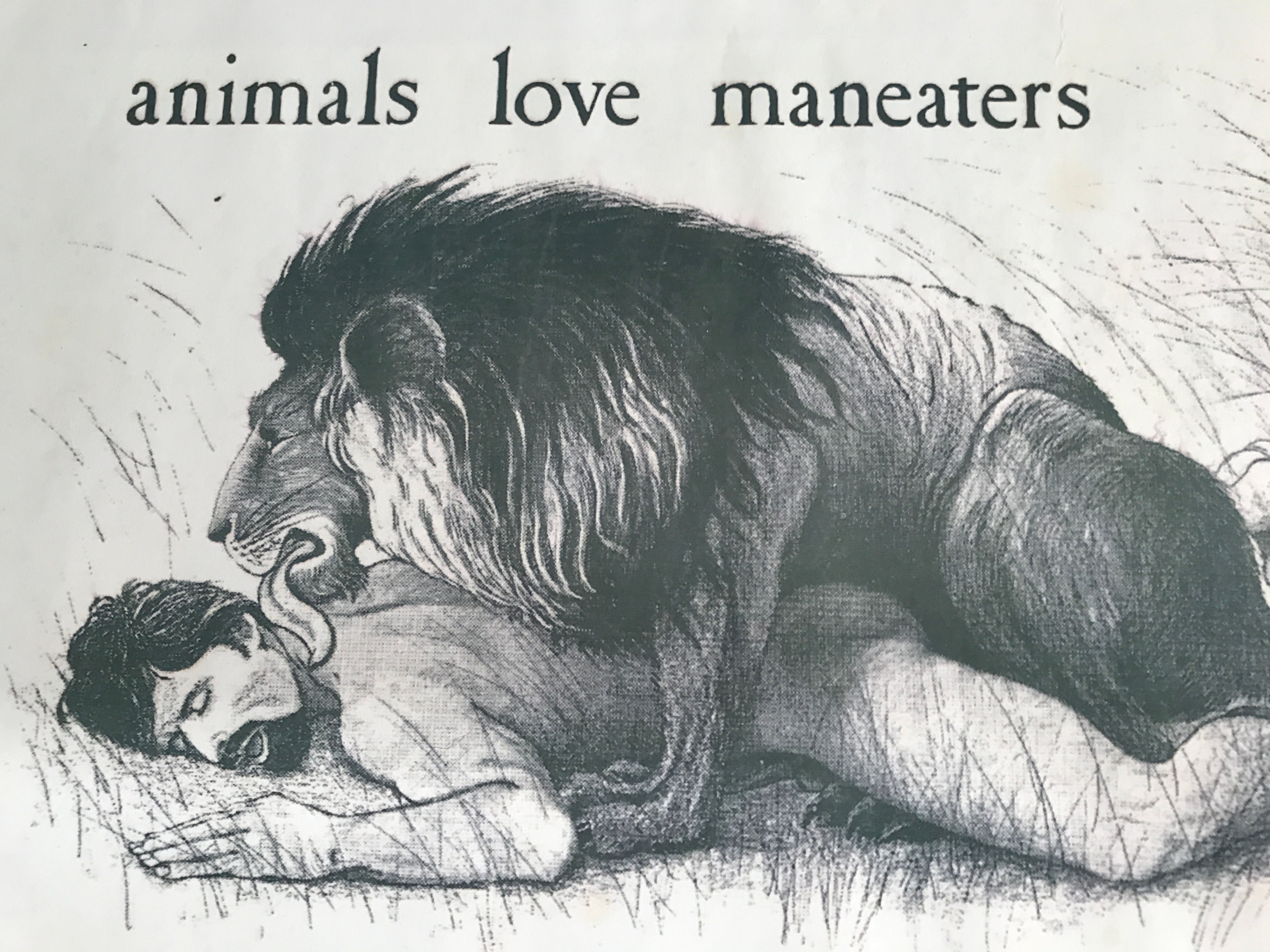 THE LION PUB - Rare Gay Bar Poster San Francisco 1970's "Animals Love Maneaters"
