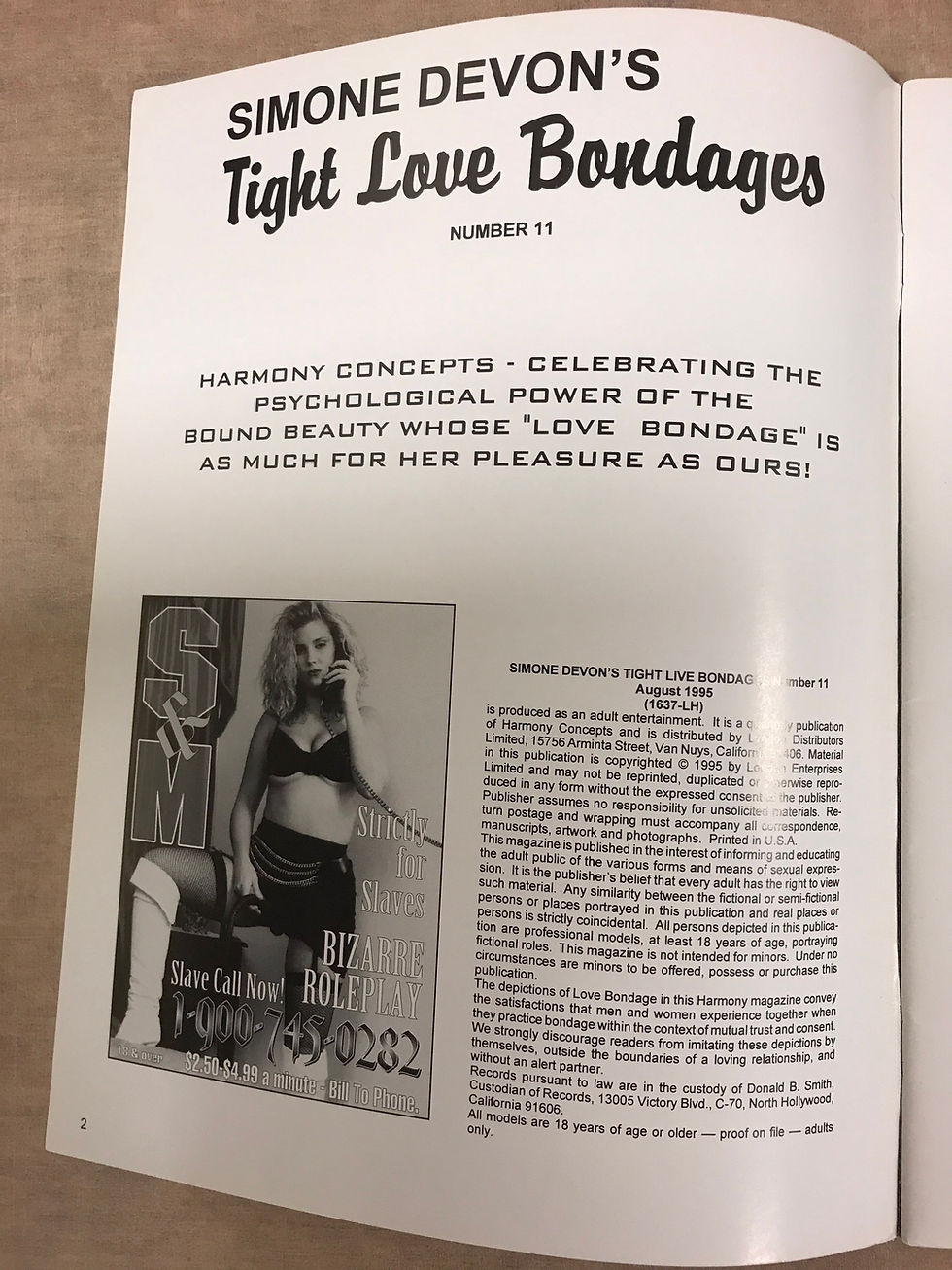 Thumbnail: SIMONE DEVON'S TIGHT LOVE BONDAGES #11 1995 LDL Harmony Female Bondage Magazine
