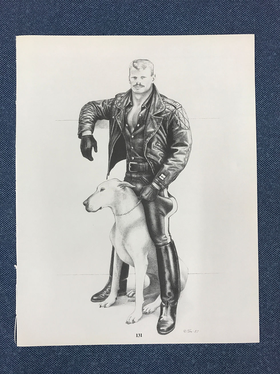 Thumbnail: Art Page/Print TOM of FINLAND Retrospective #2 Man & Dog, Orgy Sketch TF132