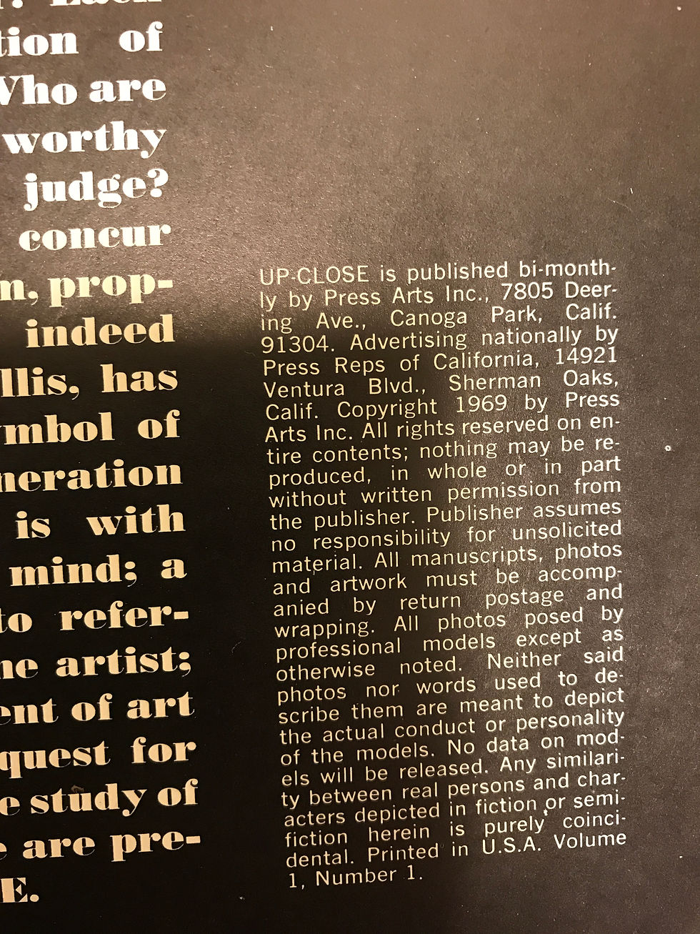 Thumbnail: Vintage 1969 Gay Men’s Magazine “UP-CLOSE” Vol 1 #1, Press Arts