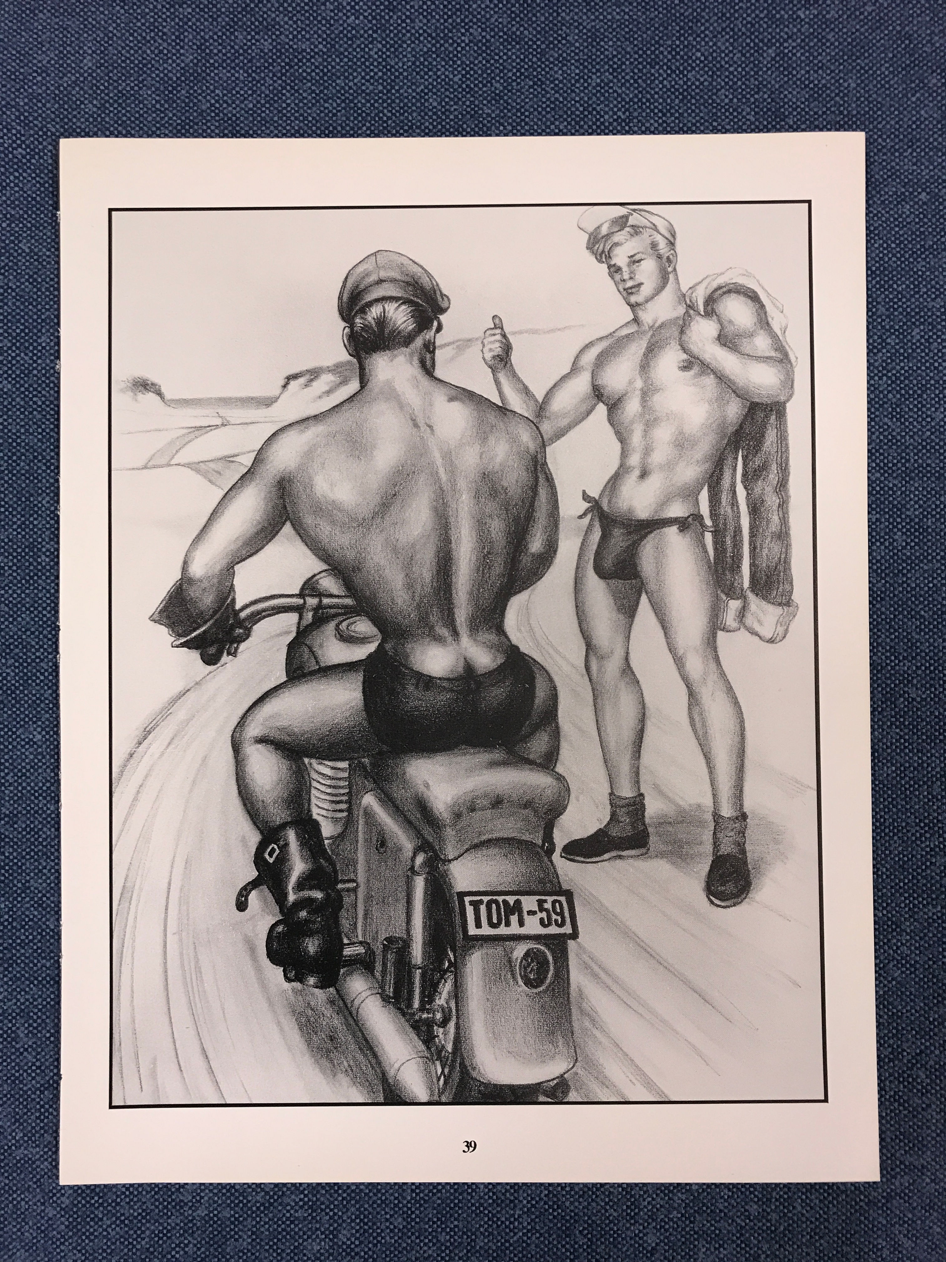 Art Page/Print TOM of FINLAND Retrospective #2 1989 Hitchhiker Motorbike TF40