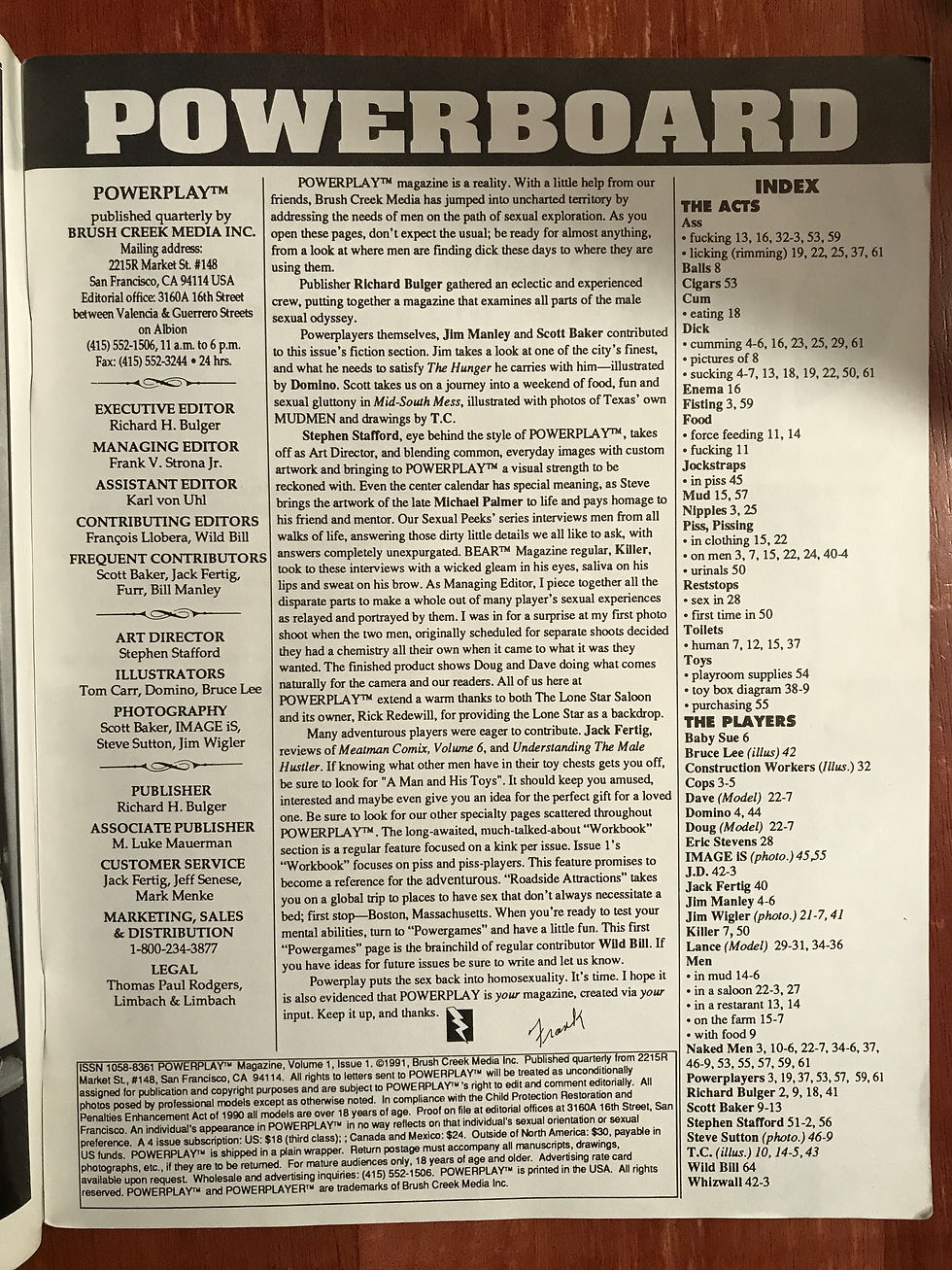 Thumbnail: Gay Men's Magazine, POWERPLAY #1 Premier Issue 1991 Brush Creek Media